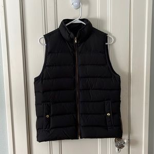 J. Crew Black Puffer Vest with Gold Accents